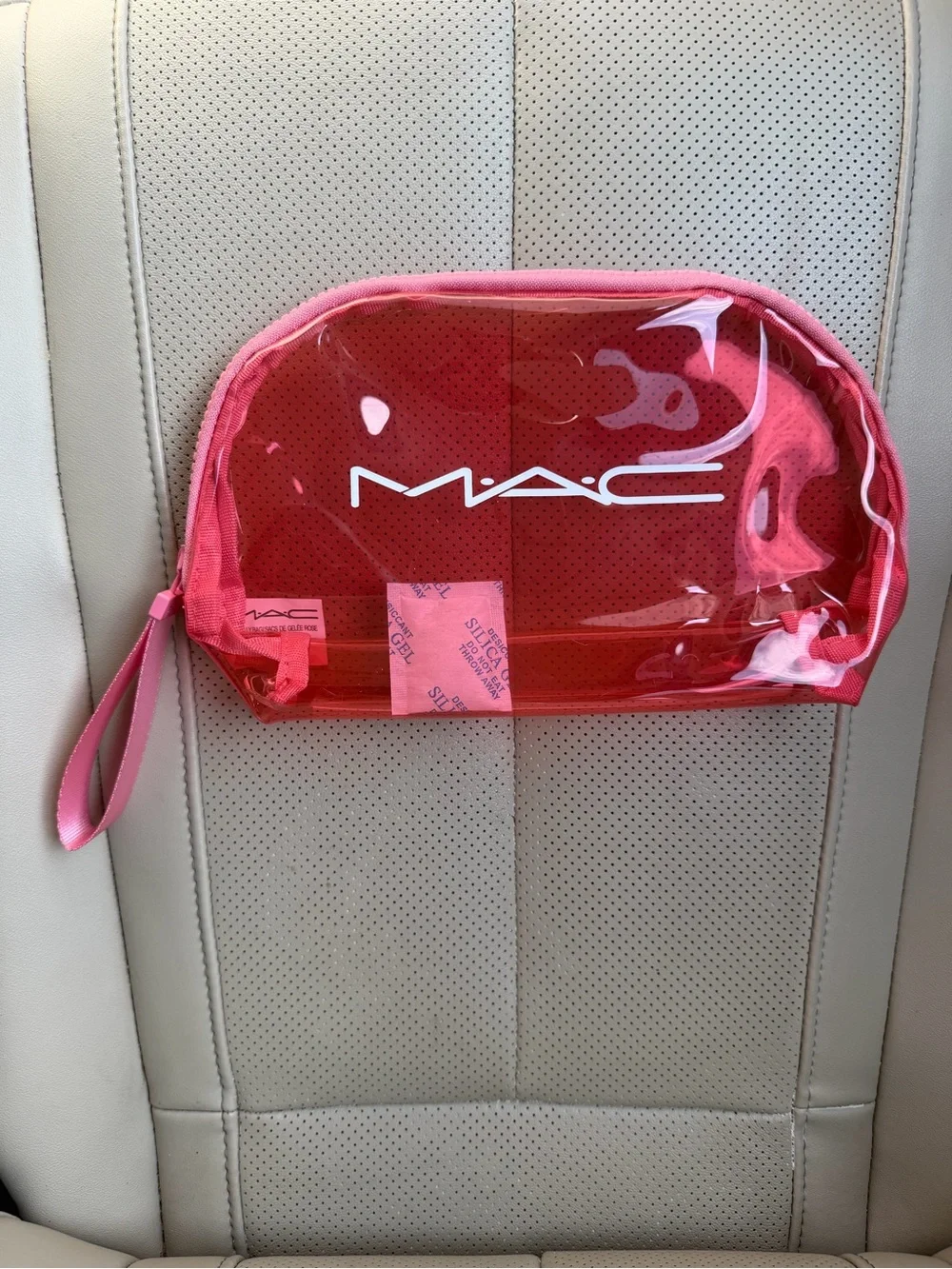 MAC Cosmetics Clear Pink Cosmetic Pouch with Wrist Strap
